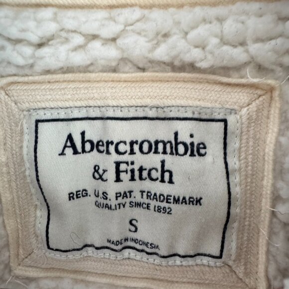Abercrombie & Fitch Heather Gray Sherpa Fleece Lined Cardigan Open Front - S - Picture 3 of 8